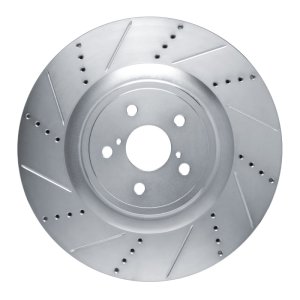 Lexus RC F Brake Rotor (1) - Left Front - R1 Concepts - Drilled & Slotted - Silver - `15-`22